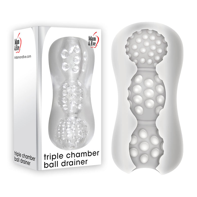 Adam & Eve Triple Chamber Ball Drainer - Clear Masturbator Sleeve Adam & Eve